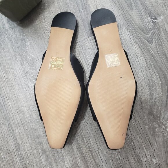 Asos Leather Slides Square Toe Gold Nugget Sz 37 - Picture 6 of 7